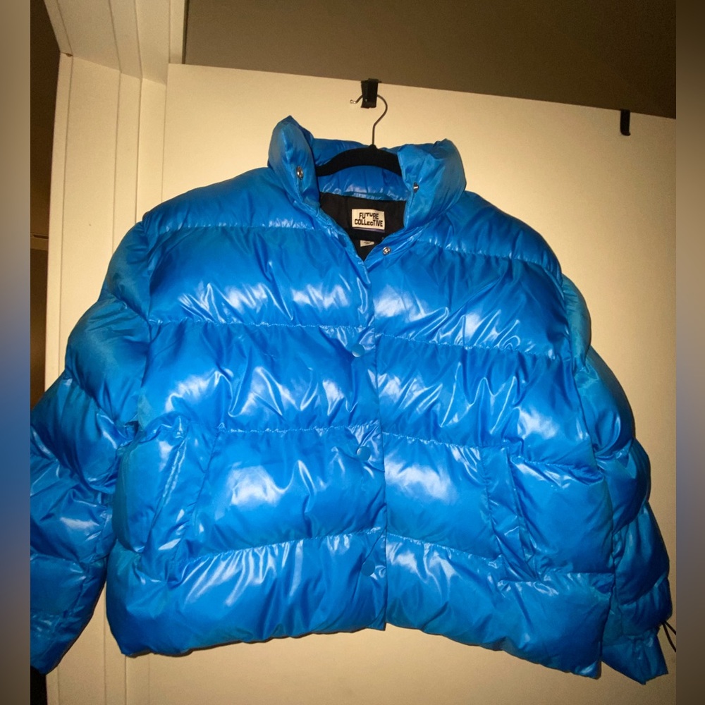 Cropped Puffer Coat Blue size S